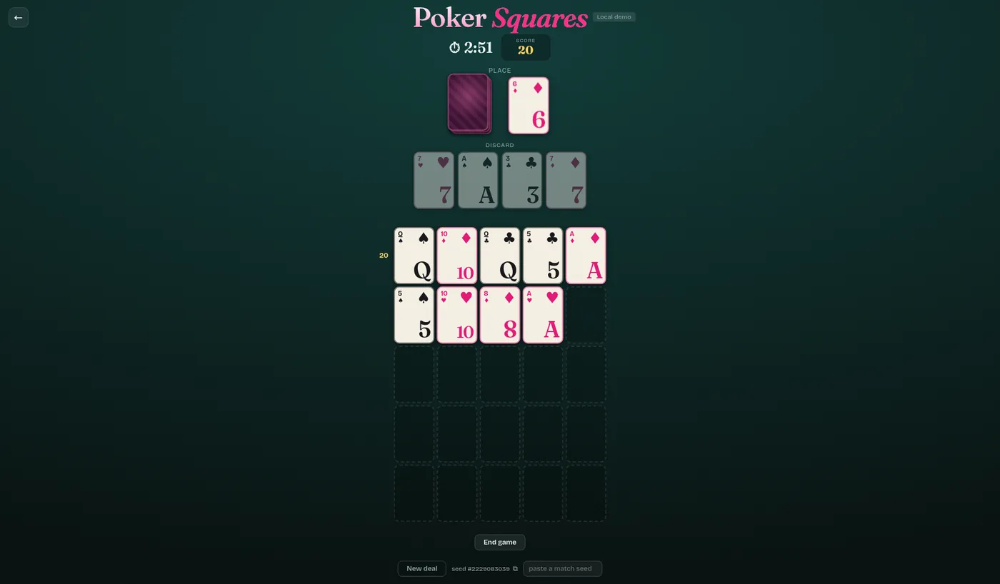 The Poker Squares board